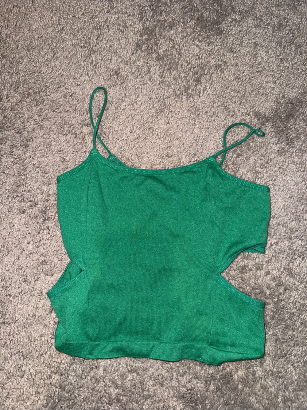 Green Cutout Spaghetti Strap Top